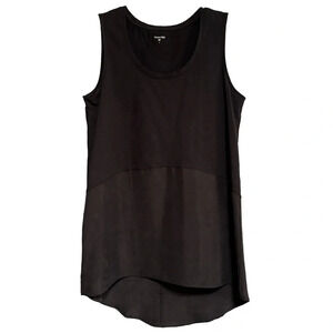 GARNET HILL Black Cotton and Silk High Low Tank Top Size Small